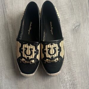 Salvatore Ferragamo Black and Tan Women's espadrilles